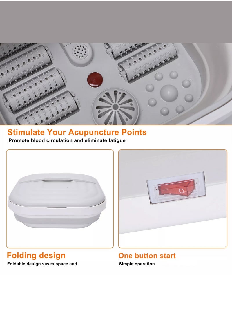 CATANES - Electric Roldable Foot Spa Infrared Vibrating Bath Massager Soothing Rollers Collapsible Foot Spa Bath Pedicure with Heat / Greyish White - Image 1
