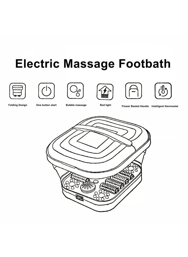 CATANES - Electric Roldable Foot Spa Infrared Vibrating Bath Massager Soothing Rollers Collapsible Foot Spa Bath Pedicure with Heat / Greyish White - Image 1