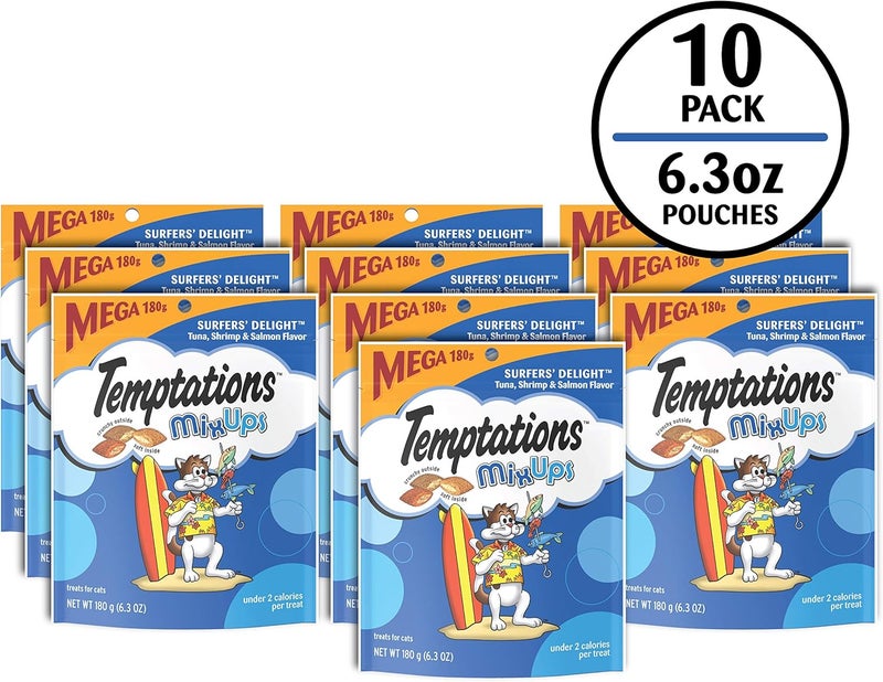 Temptations MixUps Surfer's Delight Flavor Crunchy and Soft Cat Treats, 6.3 oz. Pouch (Pack of 10) - Image 3