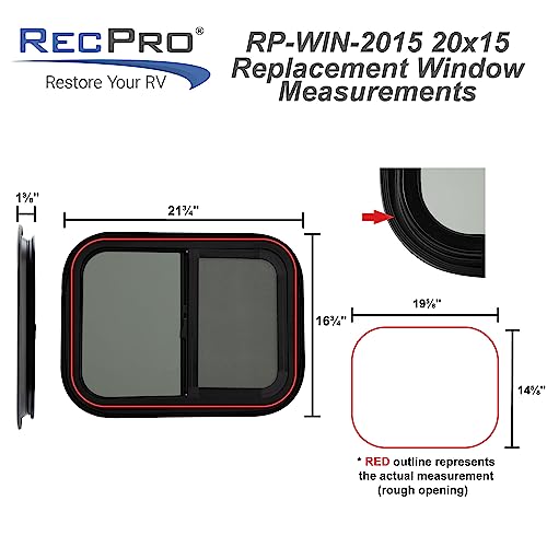 RecPro RV Window | 20"W x 15"H | Teardrop Style | Horizontal Sliding | RV Window Replacement | Made in USA - Image 3