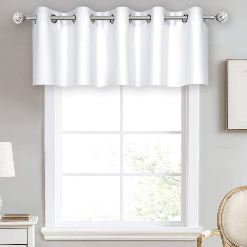 DECOVSUN Solid Pure Off White Grommet Valance for Windows 70X18 Inches Valance for Kitchen Blackout Curtain Valance for Living Room Short Straight Drape Valance for Bedroom Kids Room 1 Panel - Image 1