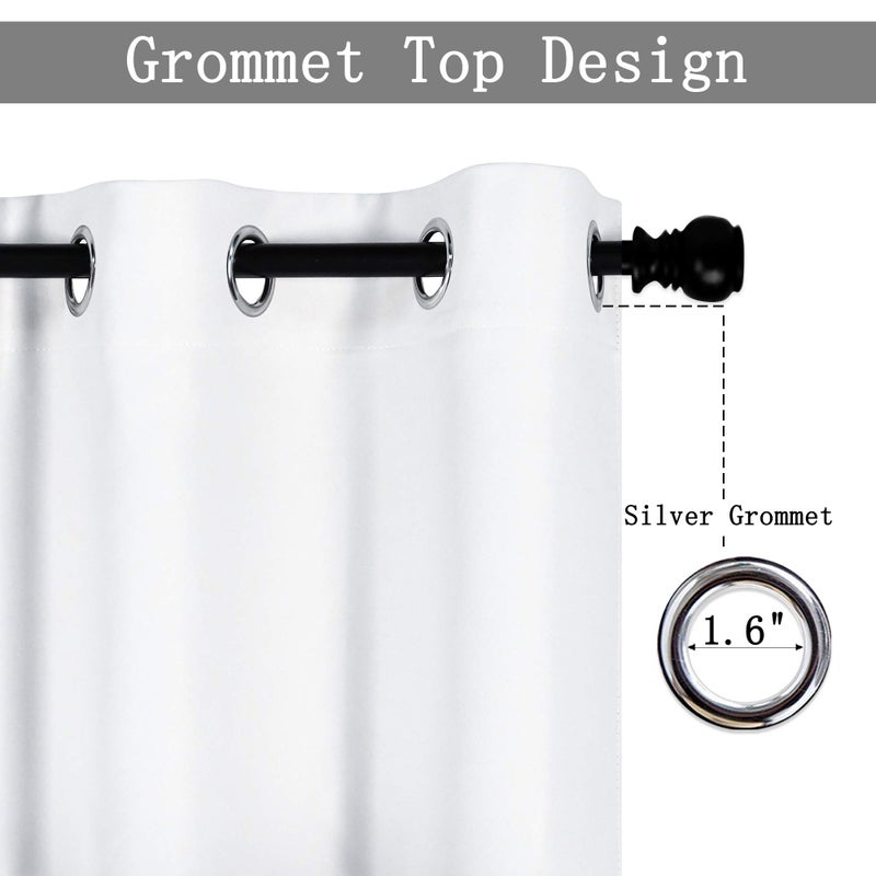 DECOVSUN Solid Pure Off White Grommet Valance for Windows 70X18 Inches Valance for Kitchen Blackout Curtain Valance for Living Room Short Straight Drape Valance for Bedroom Kids Room 1 Panel - Image 2