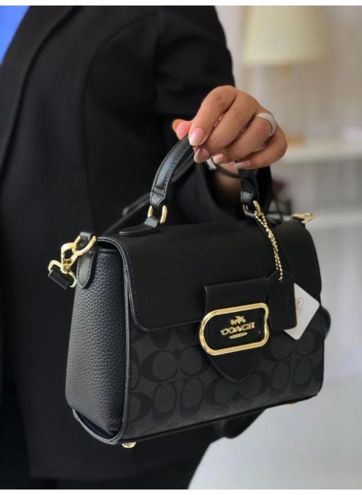 coachoutlet Coach Morgan Top Handle Bag In Blocked Signature Canvas, Women's Shoulder Bag, Women's Hand Bag, Women's Cross-Body Bag, Women's Hand Bag - Image 2