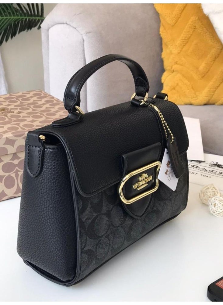 coachoutlet Coach Morgan Top Handle Bag In Blocked Signature Canvas, Women's Shoulder Bag, Women's Hand Bag, Women's Cross-Body Bag, Women's Hand Bag - Image 4