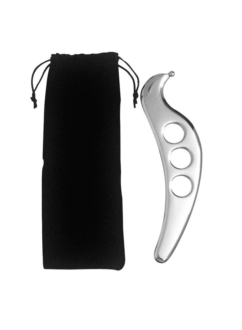 SOLARAE Gua Sha Massage Tool, 420 Stainless Steel Scraping Board, Body Scraping Therapy Tool, Spa Board Tool for Reducing Pain From Neck Shoulder Back Muscle, Anti-Allergic, Anti-Corrosion(1 Pack) - Image 1