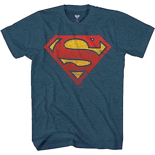 Superman Logo Symbol Justice League DC Costume Adult T-Shirt(LG, Indigo Black Heather) - Image 2