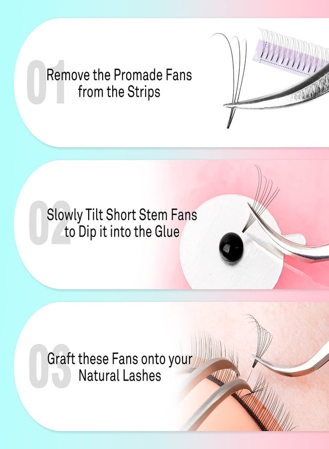 VAVALASH Eyelash Extensions 3D 4D 5D 6D 7D 10D Thickness 0.05/0.07/0.1 C/D Curl Eyelashes Short Stem heat bonded Premade Fans Russian Volume Pre-fanned Lash Extensions Supplies (7D-0.07-D-13mm) - Image 5