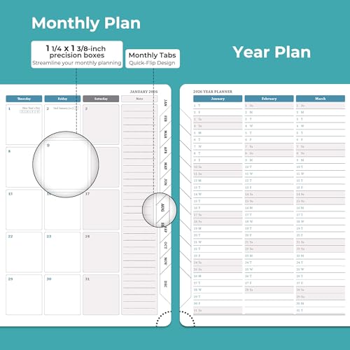 IN-LUXPRO Planner 2026 Daily Weekly and Monthly,8.5"x6.5",12 Months Spiral Bound Calendar Agenda with Self-adhesive Pen Holder,2026 Appointment Book with Vegan Leather Soft Cover,Light Blue - Image 4
