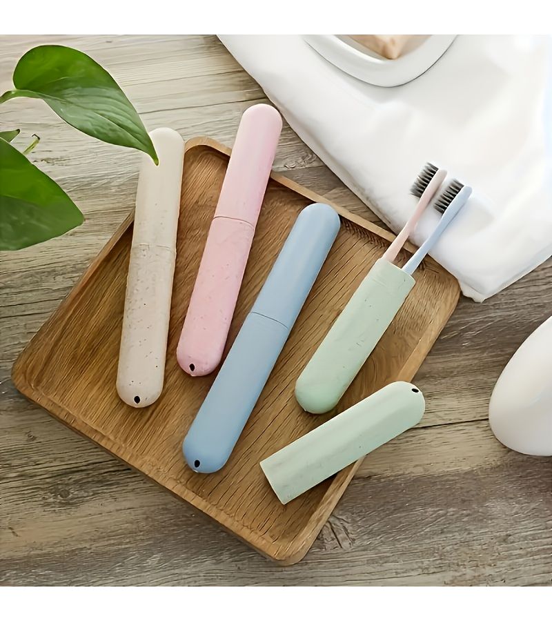 Green Travel Toothbrush Case Plastic Holder With Ventilation Holes - Image 2