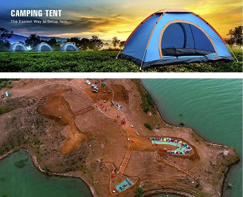 SUNBEET Tent 4 Person Family Camping Waterproof Weather Dome Polyester, Terylene Backpacking Tent with Floor Mat, (Multicolour) (4 Person) - Image 3