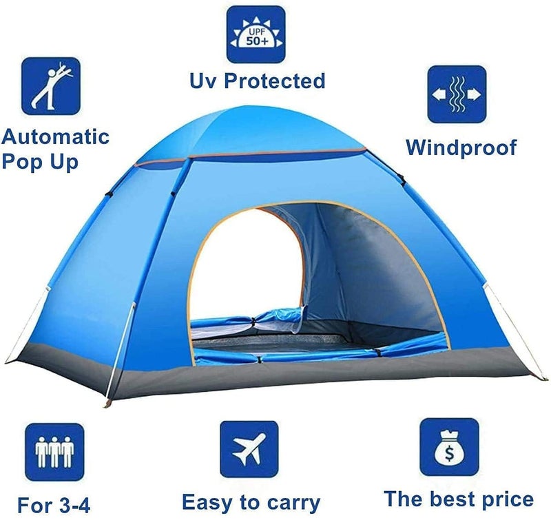 SUNBEET Tent 4 Person Family Camping Waterproof Weather Dome Polyester, Terylene Backpacking Tent with Floor Mat, (Multicolour) (4 Person) - Image 4