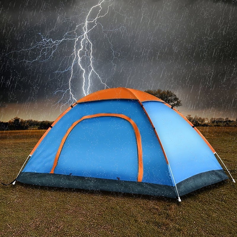 SUNBEET Tent 4 Person Family Camping Waterproof Weather Dome Polyester, Terylene Backpacking Tent with Floor Mat, (Multicolour) (4 Person) - Image 1