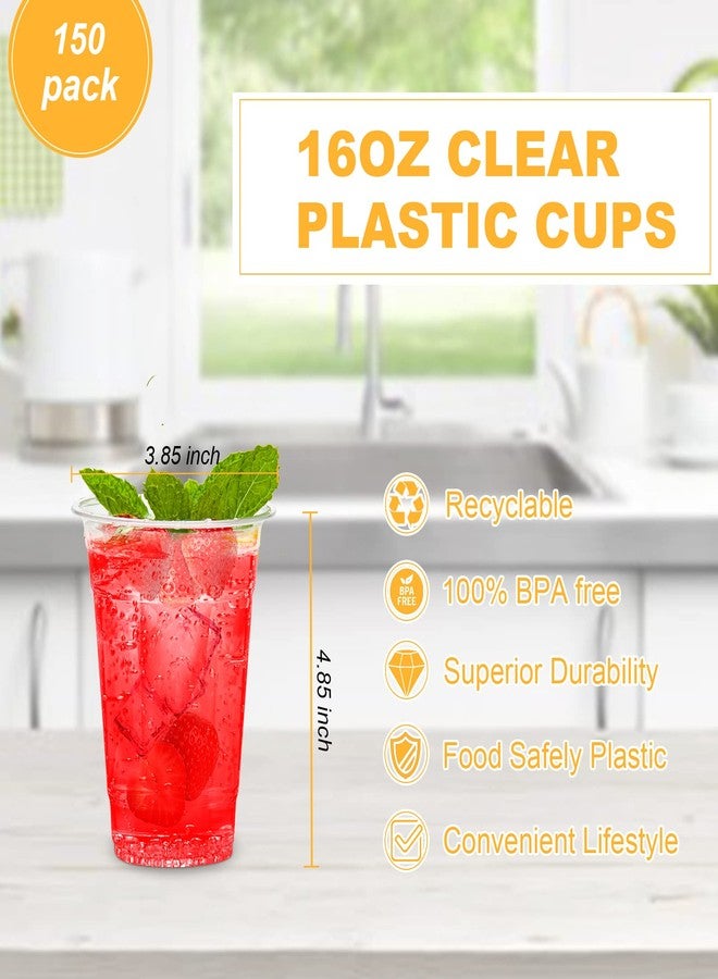 TashiBox [16oz - 150 Cups Clear Plastic Cups, disposable plastic cups for tea,smoothies Sodas and Mixed Drinks - Image 2