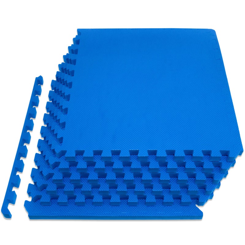 ProsourceFit Extra Thick Puzzle Exercise Mat EVA Foam Interlocking Tiles for Protective Cushioned Workout Flooring for Home and Gym Equipment Blue 34 inch 24 Sq Ft 6 Tiles