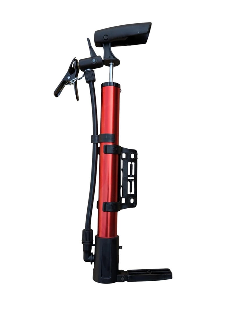 منفاخ دراجة هوائيه صغير محمول من الالومنيوم, يمكن تثبيته بالدراجه ، خفيف الوزن كما يمكن استخدامه في نفخ الكرة و بلالين الزينه و العوامات لون احمر - Image 1