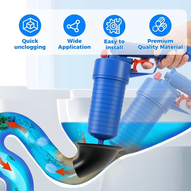 VishBin Air Power Drain High Pressure Powerful Manual Sink Plunger Opener Cleaner Pump for Bath Toilets Bathroom Shower Kitchen Clogged Pipe Bathtub - Image 5