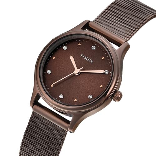 TIMEX Analog Watch for Women with Brown Round Dial & Brown Stainless Steel Bracelet Band Water Resistant Women's Wrist Watches - TW0TL8718 - Image 2