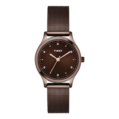 TIMEX Analog Watch for Women with Brown Round Dial & Brown Stainless Steel Bracelet Band Water Resistant Women's Wrist Watches - TW0TL8718 - Image 1