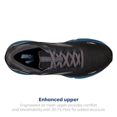 Brooks Men's Ghost 15 Neutral Running Shoe - Black/Blackened Pearl/Blue - 10 Medium - Image 5