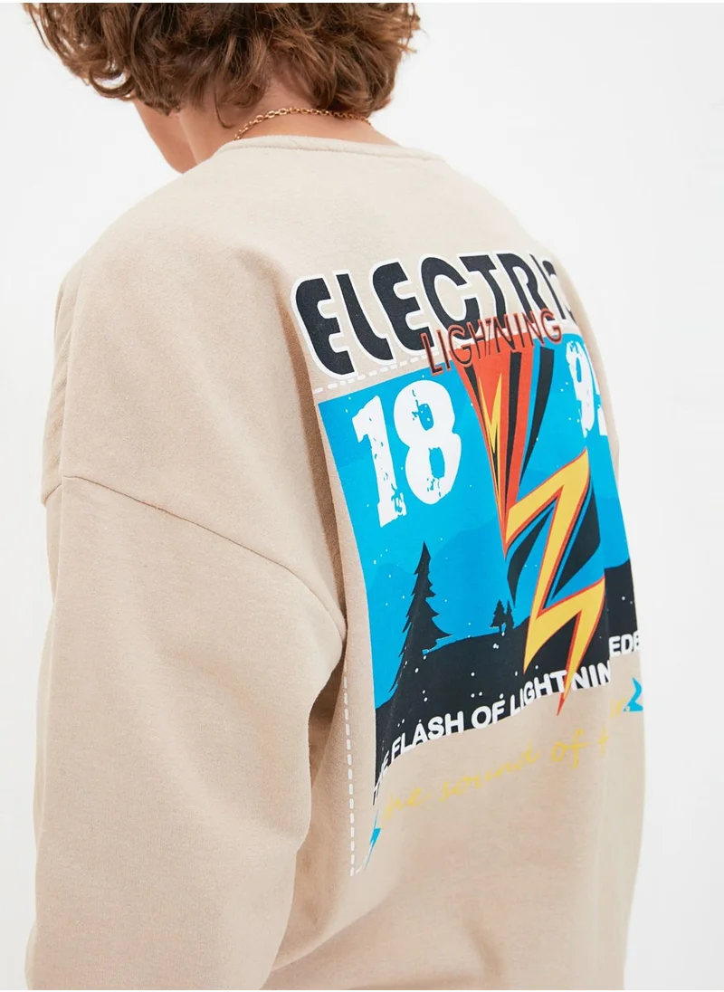 trendyol Back Print Oversize Sweatshirt