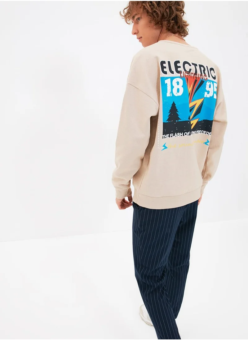 trendyol Back Print Oversize Sweatshirt