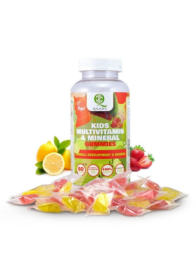QAADU Multivitamin Gummies For Kids | 60 Gummies | Strawberry & Lemon Flavor | Health Gummies, Power Gummies, Strengthens & Boosts Energy, Kids Daily Dose Of Multivitamin With Vitamin A, E, D, C B12 - Image 1