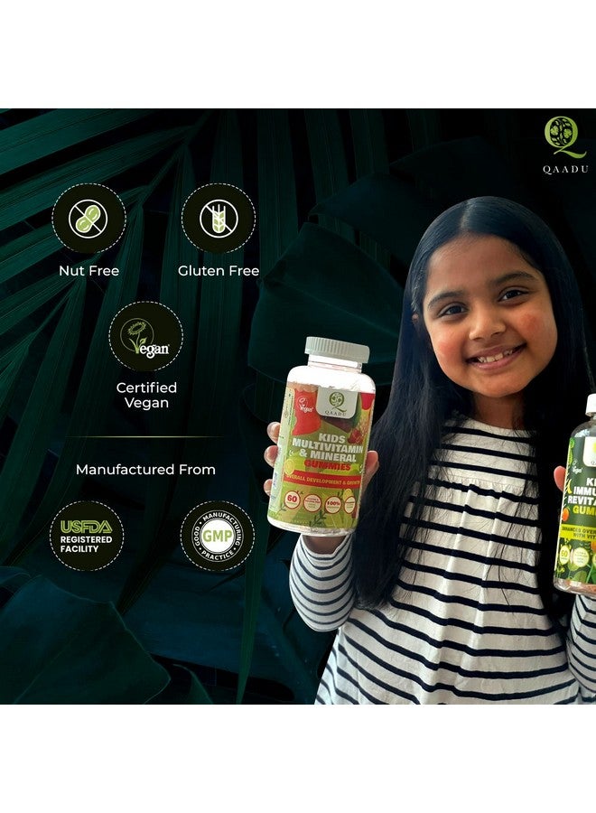 QAADU Multivitamin Gummies For Kids | 60 Gummies | Strawberry & Lemon Flavor | Health Gummies, Power Gummies, Strengthens & Boosts Energy, Kids Daily Dose Of Multivitamin With Vitamin A, E, D, C B12 - Image 2