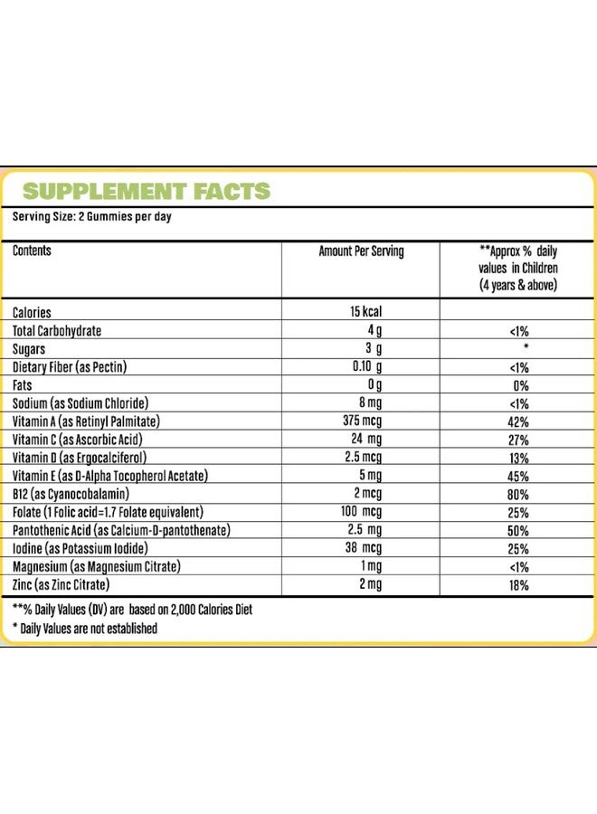 QAADU Multivitamin Gummies For Kids | 60 Gummies | Strawberry & Lemon Flavor | Health Gummies, Power Gummies, Strengthens & Boosts Energy, Kids Daily Dose Of Multivitamin With Vitamin A, E, D, C B12 - Image 4