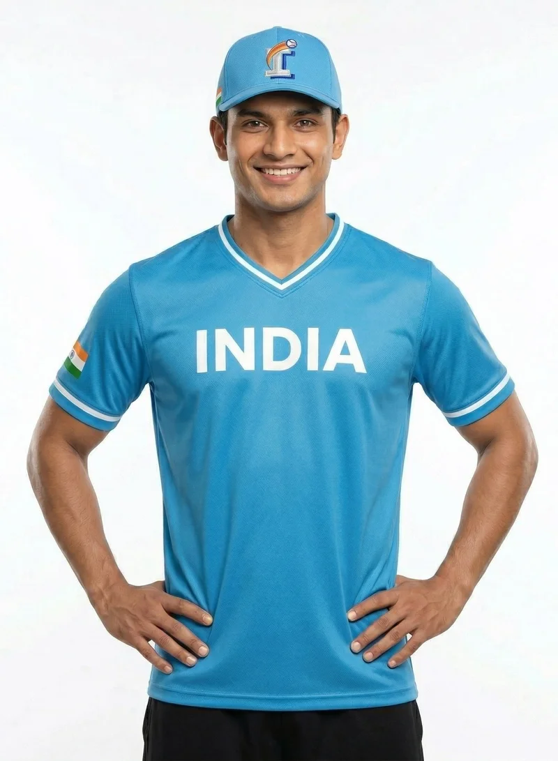 Baseball United  India Baseball National Team Men's Lifestyle V-Neck Jersey for Men | Best Price UAE