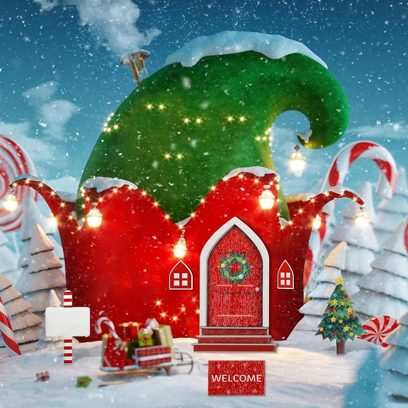 Civaner مجموعة أبواب سحرية حمراء من سيفانير 9 قطع - فتاة الجنية - مجموعة خشبية لزينة عيد الميلاد مع ملحقات للجنية السحرية المصغرة - Image 5