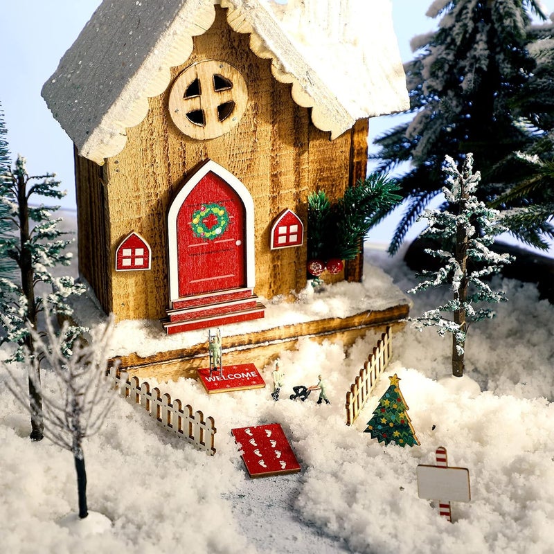 Civaner مجموعة أبواب سحرية حمراء من سيفانير 9 قطع - فتاة الجنية - مجموعة خشبية لزينة عيد الميلاد مع ملحقات للجنية السحرية المصغرة - Image 4