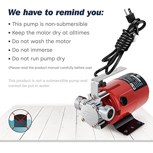 Prostormer Utility Pump, Prostormer 1/10HP 120V Mini Portable Electric Water Transfer Pump 330GPH Plumbing Equipment with Water Hose Kit Great for Yard, Garden, Pool Draining - Image 4