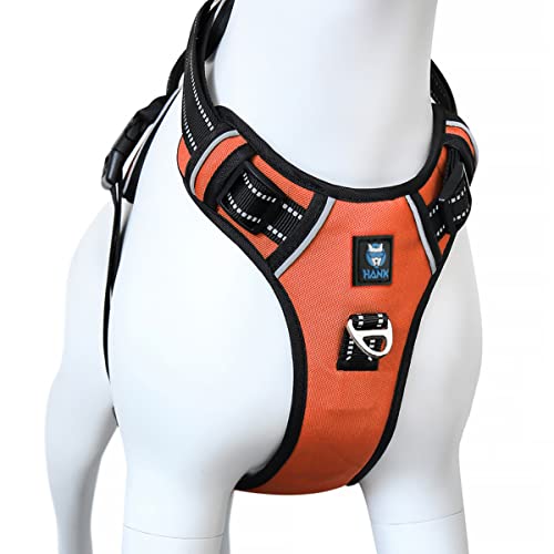 HANK Pet Belt for Dog - 3M Night Reflective - Oxford Fabric - Adjustable No Pull Dog Harness - Chest - (Min 22- Max 27" inches) (Medium, Neon Orange) - Image 1