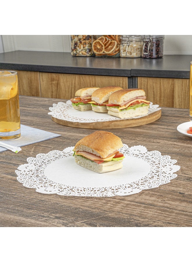 Restaurantware Pastry Tek 12 x 12 Inch Lace Doilies, 100 Decorative Tableware Placemats - Disposable, Round, White Paper Table Doilies, For Birthdays, Or Weddings, Table Decor - Image 4
