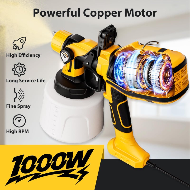 VAVCURAA Paint Sprayer for House Painting, Paint Sprayer with Easy to Clean Design, 6 Brass Nozzles & LED Light, Easy to Clean for House, Fence, Garden, Furniture - Image 2