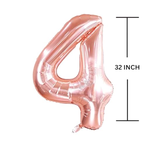 Flavouredlove 32 Inches Rose Gold Number Four Air or Helium Balloon Party Decoration Pack of 1 | 4 number Balloons Birthday/Anniversary (ROSE GOLD 4) - Image 2