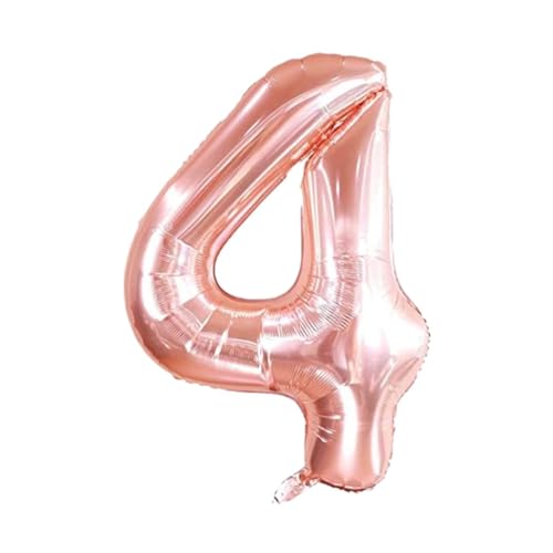 Flavouredlove 32 Inches Rose Gold Number Four Air or Helium Balloon Party Decoration Pack of 1 | 4 number Balloons Birthday/Anniversary (ROSE GOLD 4) - Image 1