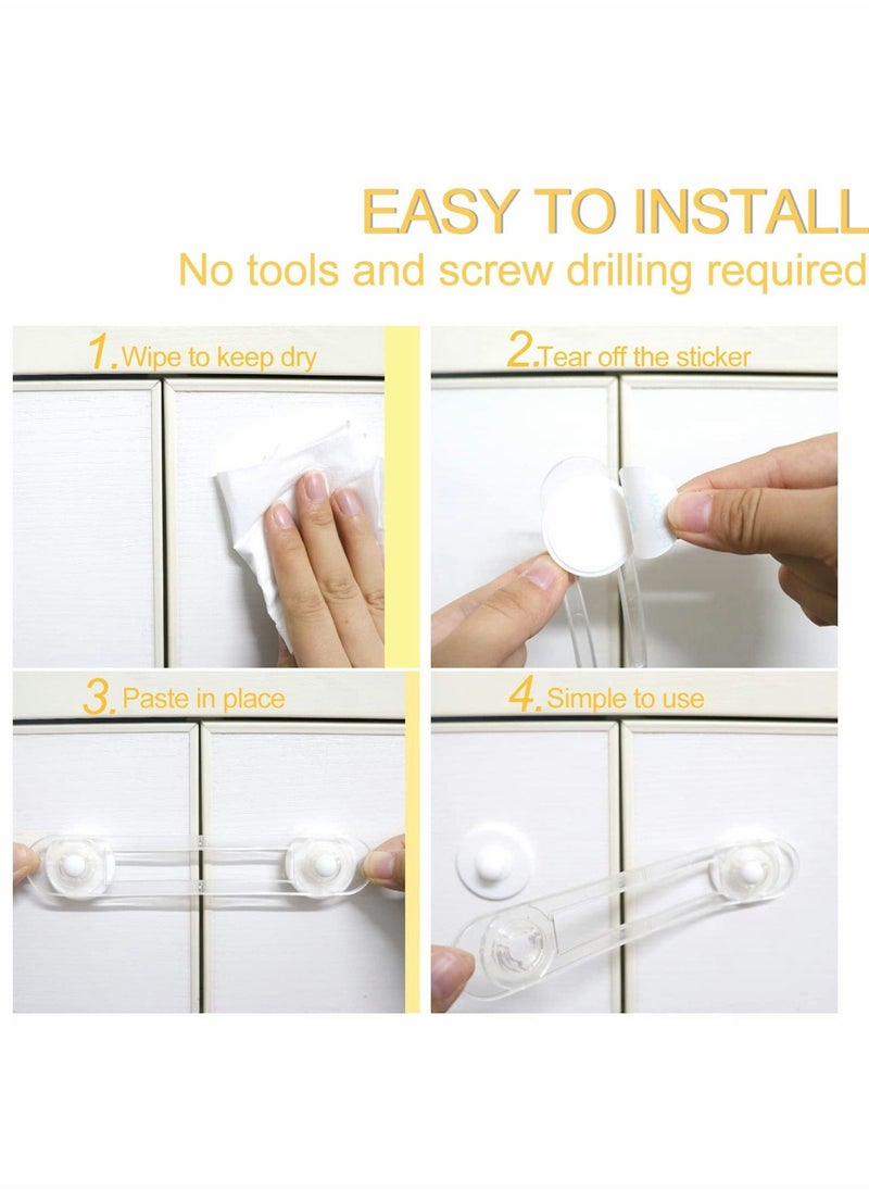 Excefore Child Safety Locks, 8 Pcs Transparent Baby Child Safety Cupboard Door Lock - Image 2