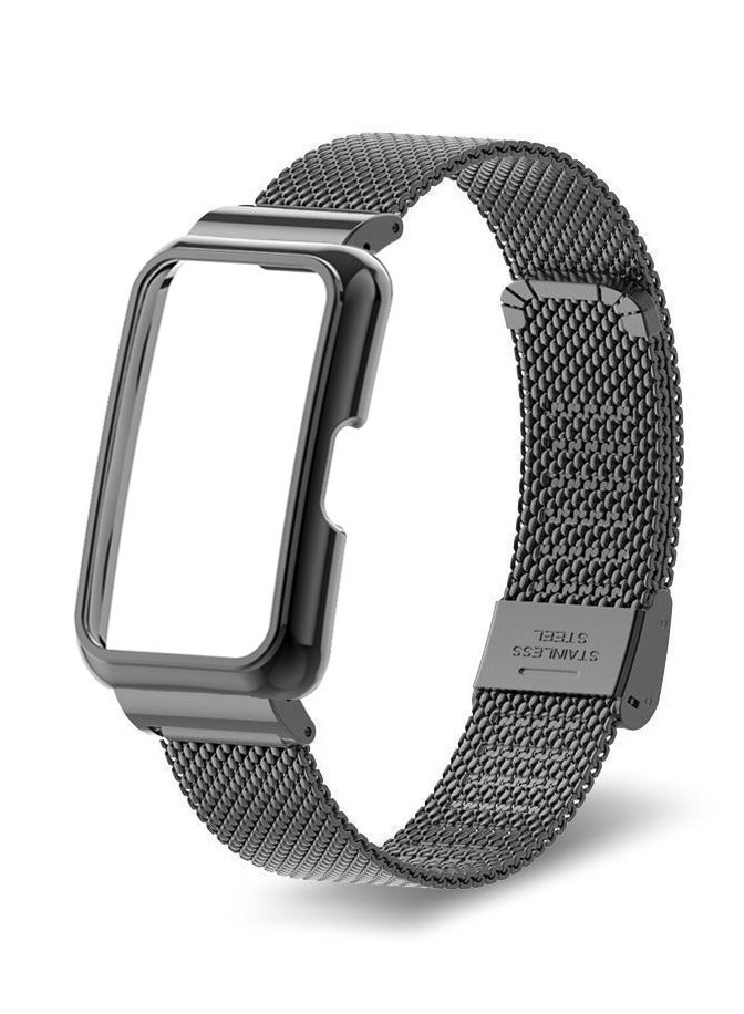 Compatible for Honor Band 6/Honor Band 7 Strap Stainless Steel Metal Bracelet Replacement Band Metal Integrated Case Strap Wristband Sport Band for Women Men - Image 2