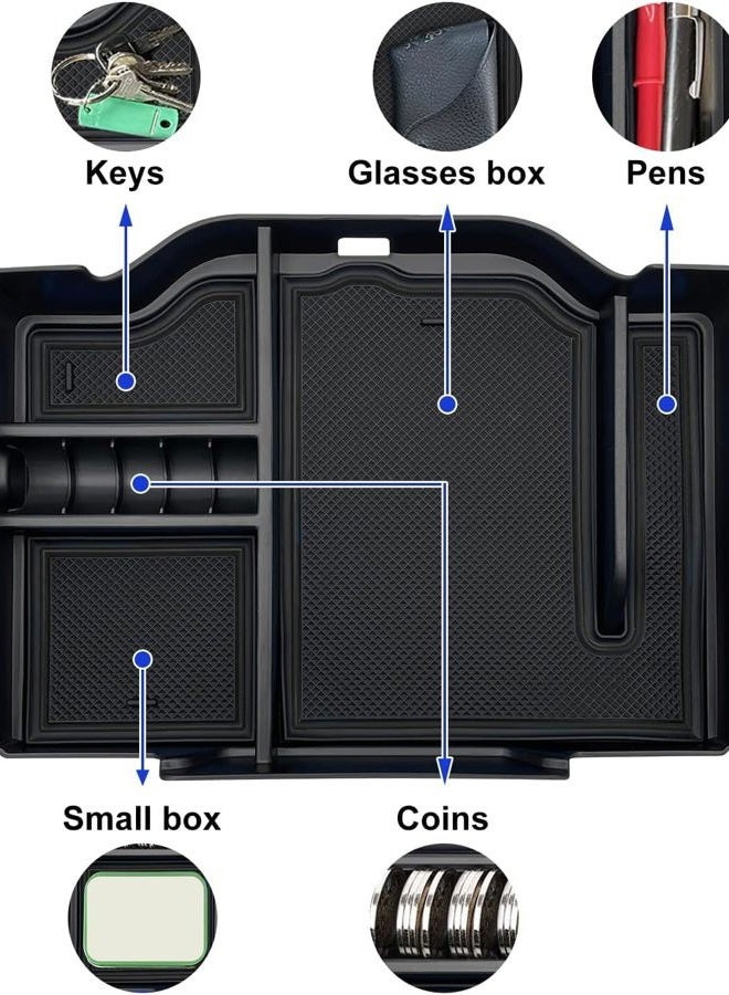 EVTIME Center Console Organizer fit for Dodge RAM 1500 2500 3500 2024 2023 2022 2021 2020 2019 Accessories Interior Storage Box Armrest Storage Tray (Black) - Image 5