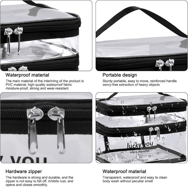 YILANJIN Double-Layer Toiletry Bag, Transparent PVC, Large Capacity Makeup Organizer, Travel Cosmetic Bag - Image 4