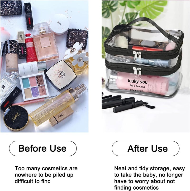 YILANJIN Double-Layer Toiletry Bag, Transparent PVC, Large Capacity Makeup Organizer, Travel Cosmetic Bag - Image 5