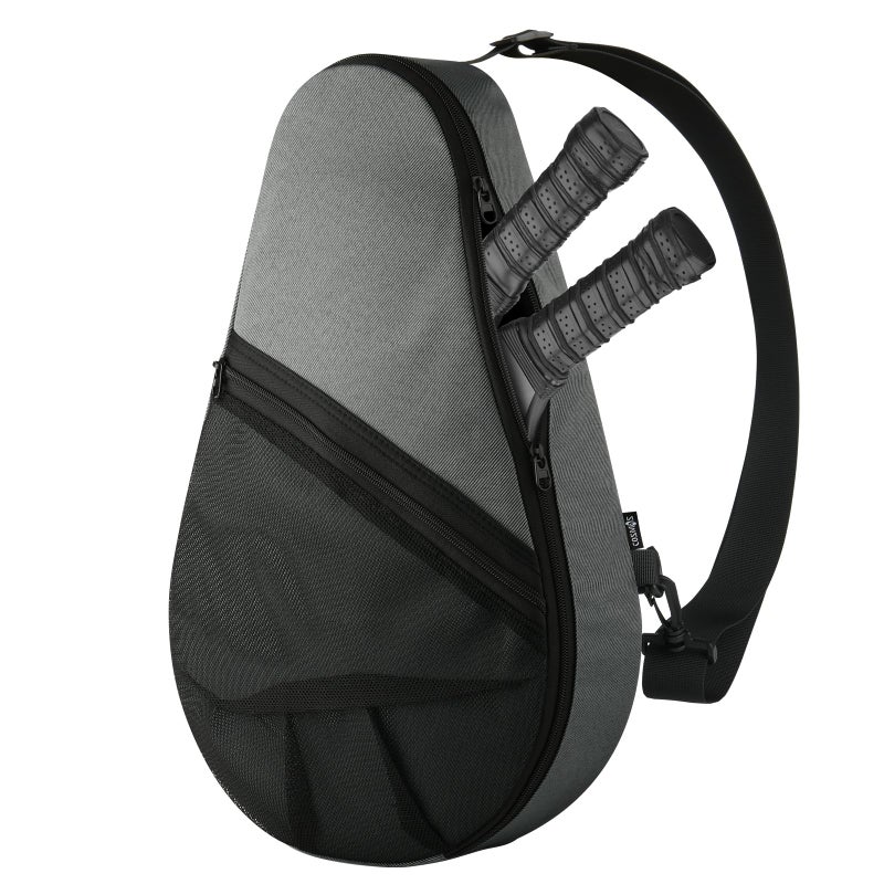 Cosmos Padel Racket Bag Pickleball Paddle Sling Backpack Padel Racquet Storage Bag Padel Paddel Tennis Equipment Carrying Bag with Mesh Pocket for 2 Paddles Ball Water Bottle Accessory Gray - Image 2