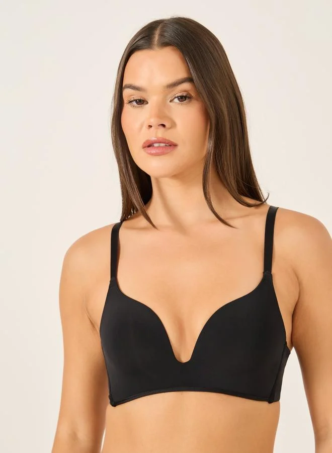 Take Two Take Two Solid Padded Non Wired Plunge Bra