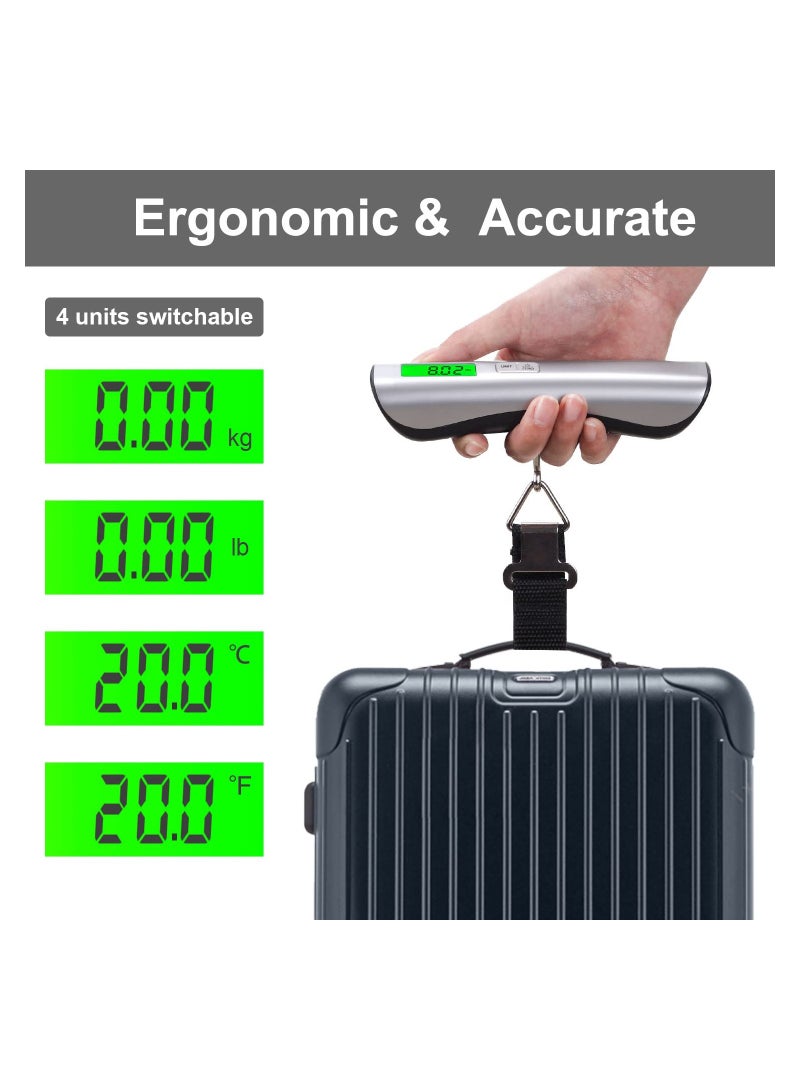 SOLARAE Luggage Scale, Digital Hanging Luggage Scale, Travel Suitcase Scale, Portable Handheld Weight Baggage Scale, 110 Lbs Capacity, Green Backlight, LCD Display, Auto Data Lock Function - Image 2