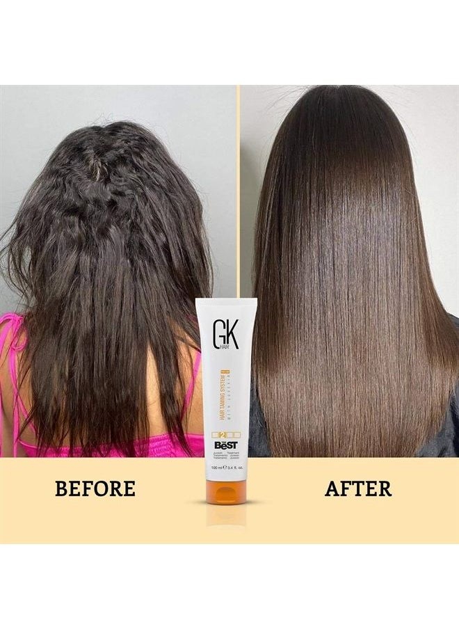 GK Hair - Global Keratin The Best (3.4 Fl Oz/100ml) Smoothing Keratin Hair Treatment - Professional Brazilian Complex Blowout Straightening For Silky Smooth & Frizz Free Hair - Image 1
