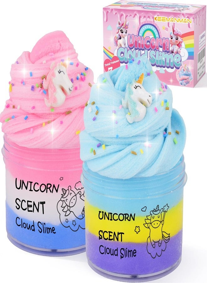 Keemanman 2 Pack Unicorn Cloud Slime Kit, Kids Slime, Toys for Ages 6-8 8-13 Girls and Boys, Party Favors Girl Birthday Gifts for 4 5 7 9 10 11 12 Year Old Cute Stuff Stocking Stuffers - Image 1