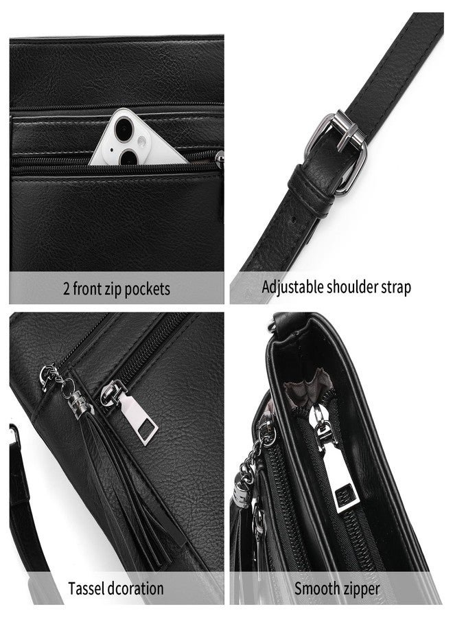 SENDEFN Crossbody Bags for Women, Multi Pocket Casual Crossbody Bag, Leather Handbag Purse Women, Adjustable Strap Shoulder Handbag with Tassel - Image 4