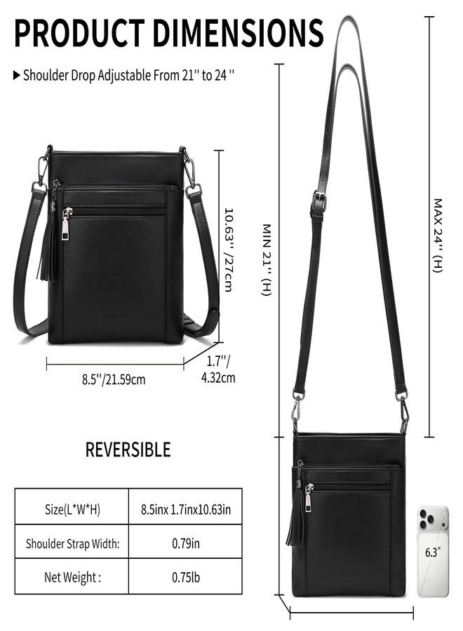 SENDEFN Crossbody Bags for Women, Multi Pocket Casual Crossbody Bag, Leather Handbag Purse Women, Adjustable Strap Shoulder Handbag with Tassel - Image 5