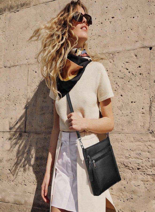 SENDEFN Crossbody Bags for Women, Multi Pocket Casual Crossbody Bag, Leather Handbag Purse Women, Adjustable Strap Shoulder Handbag with Tassel - Image 2